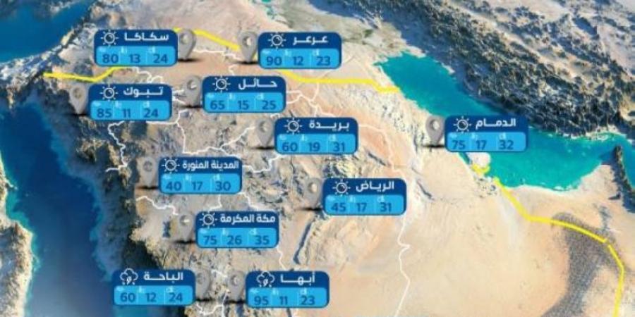 حالة الطقس اليوم الثلاثاء على مناطق المملكة