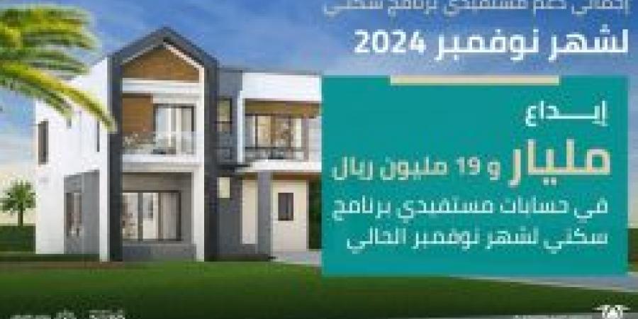 عاجل .. إيداع أكثر من مليار ريال في حسابات مستفيدي "سكني" لشهر نوفمبر 2024