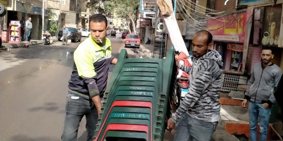 حملة مكبرة على المحال المخالفة لإزالة التعديات والإشغالات بالعمرانية في الجيزة| صور