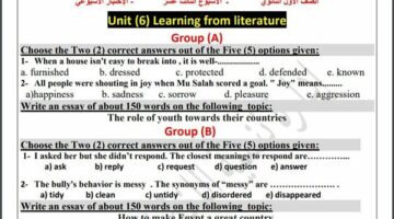 مراجعات نهائية.. أسئلة تقييم الأسبوع الـ 13 اللغة الإنجليزية الصف الأول الثانوي